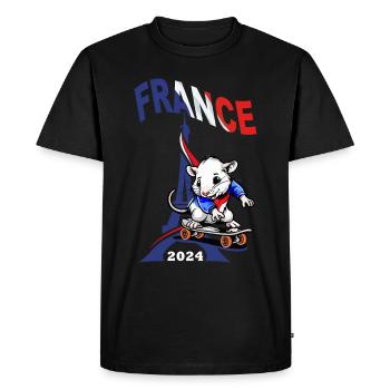 JEUX FRANCE A PARIS EN 2024 - HUMOUR RAT SKATE - T-shirt Premium bio Homme - noir - Devant - Nico (187cm)