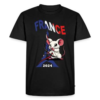 JEUX FRANCE A PARIS EN 2024 - HUMOUR RAT ARC - T-shirt Premium bio Homme - noir - Devant - Nico (187cm)