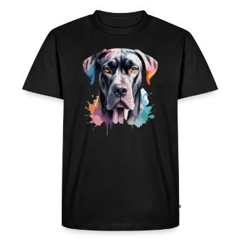 Dogue Allemand Chien Cool Grand - T-shirt Premium bio Homme - noir - Devant - Nico (187cm)