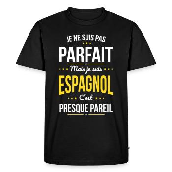 Je ne suis pas parfait mais je suis Espagnol - T-shirt Premium bio Homme - noir - Devant - Nico (187cm)