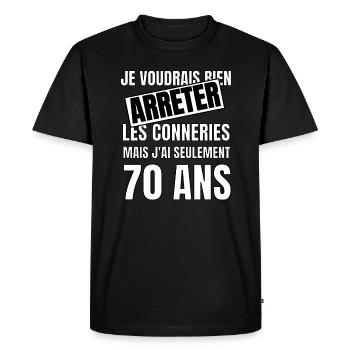 70 ans - T-shirt Premium bio Homme - noir - Devant - Nico (187cm)