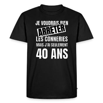40 ans - T-shirt Premium bio Homme - noir - Devant - Nico (187cm)