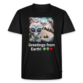 Aliens at Mount Rushmore - Monumental Selfie Momen - Men's Premium Organic T-Shirt - black - Front - Nico (187cm)