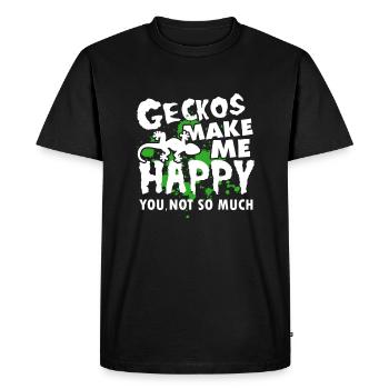 Geckos Make Me Happy - Men's Premium Organic T-Shirt - black - Front - Nico (187cm)