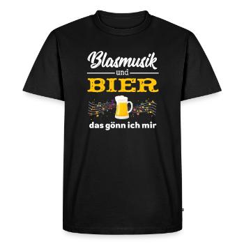 Blasmusik und Bier - Oldies, Schlager - Männer Premium Bio T-Shirt - Schwarz - Vorne - Nico (187cm)