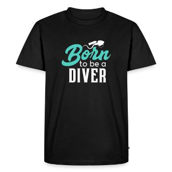 Né pour être un plongeur - Plongée sous-marine avec poisson - T-shirt Premium bio Homme - noir - Devant - Nico (187cm)