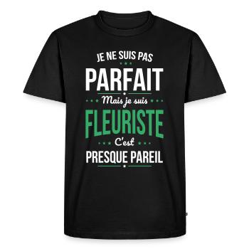Je ne suis pas parfait mais je suis fleuriste - T-shirt Premium bio Homme - noir - Devant - Nico (187cm)