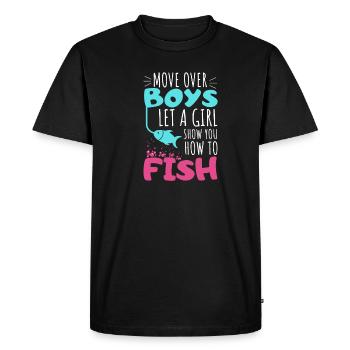 Pêche pêcheur fille poisson cadeau pêche passe-temps - T-shirt Premium bio Homme - noir - Devant - Nico (187cm)