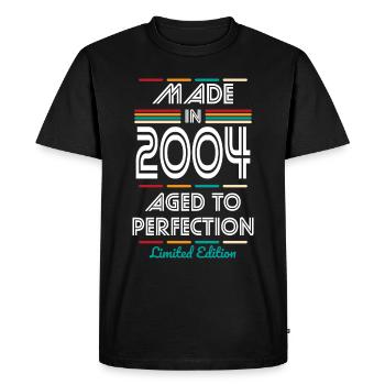 Anniversaire 18 ans - Fabriqué en 2004 - T-shirt Premium bio Homme - noir - Devant - Nico (187cm)