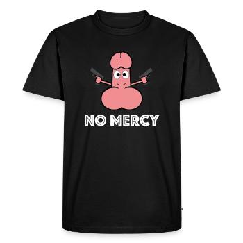 Pas de pitié | Pénis, images drôles, provocation - T-shirt Premium bio Homme - noir - Devant - Nico (187cm)