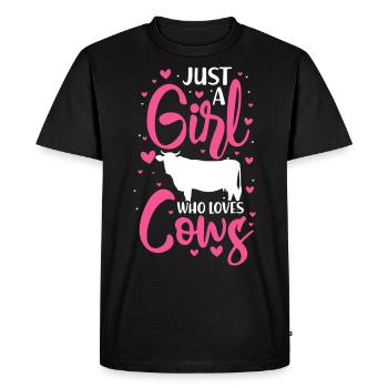 Une fille de la campagne aime les vaches - T-shirt Premium bio Homme - noir - Devant - Nico (187cm)