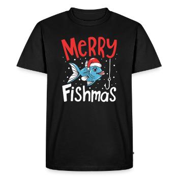 Joyeux Fishmas Pêche Noël Pêcheur Noël - T-shirt Premium bio Homme - noir - Devant - Nico (187cm)