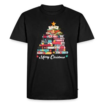 Christmas Cute Xmas Tree Books Book Lover Gift - Men's Premium Organic T-Shirt - black - Front - Nico (187cm)