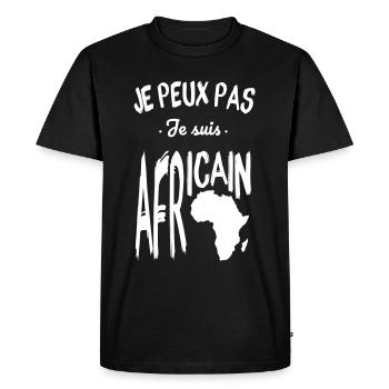 Je peux pas je suis Africain - T-shirt Premium bio Homme - noir - Devant - Nico (187cm)