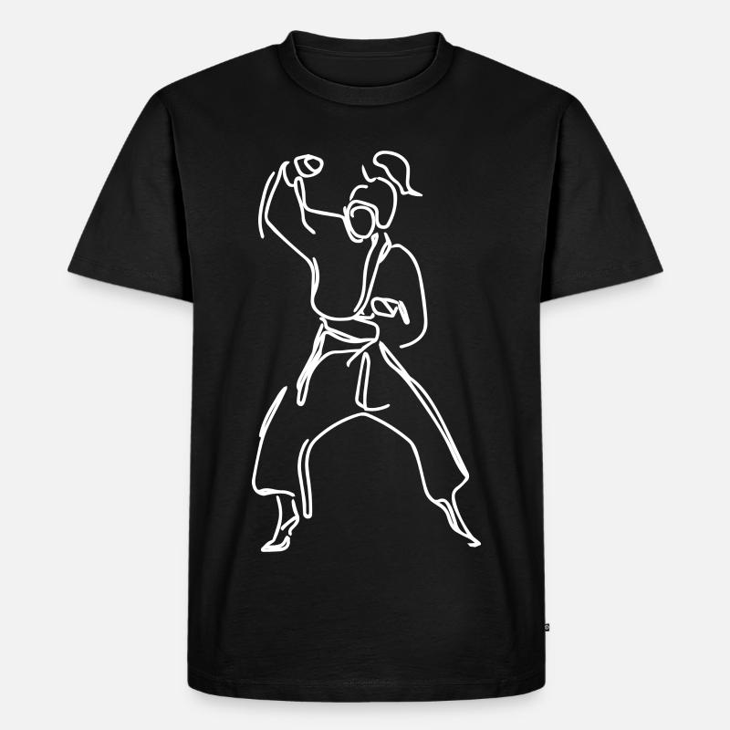 Weibliche Karateka - Männer Premium Bio T-Shirt - Schwarz