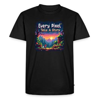 Every Pixel Tells a Story - Retro Gaming - Men's Premium Organic T-Shirt - black - Front - Nico (187cm)