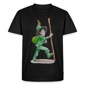 The green wanderer "GreenVagrant" on the move - Men's Premium Organic T-Shirt - black - Front - Nico (187cm)