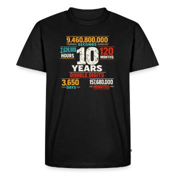 Design rétro anniversaire à deux chiffres de 10 ans - T-shirt Premium bio Homme - noir - Devant - Nico (187cm)