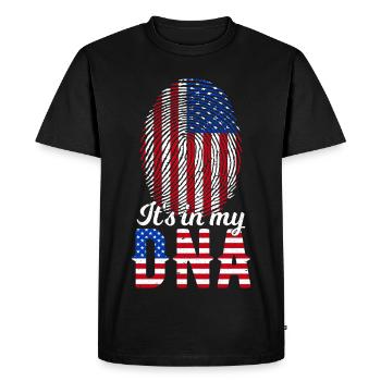 C’est dans mon ADN Empreinte américaine Drapeau américain - T-shirt Premium bio Homme - noir - Devant - Nico (187cm)