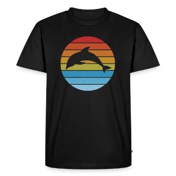 Silhouette de dauphin à rayures rétro vintage - T-shirt Premium bio Homme - noir - Devant - Nico (187cm)