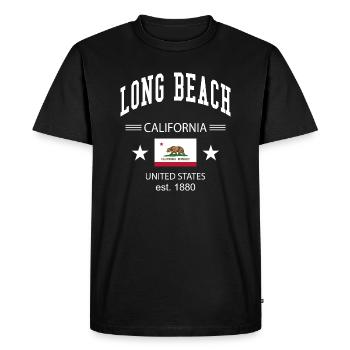 Plage de Long - T-shirt Premium bio Homme - noir - Devant - Nico (187cm)