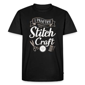 Je pratique la broderie au point de croix - T-shirt Premium bio Homme - noir - Devant - Nico (187cm)