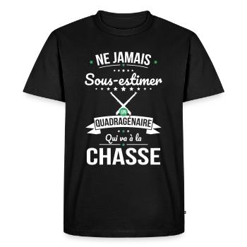 Sous-estimer un quadragénaire qui va à la chasse - T-shirt Premium bio Homme - noir - Devant - Nico (187cm)
