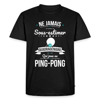 Sous-estimer quadragénaire qui joue au ping-pong - T-shirt Premium bio Homme - noir - Devant - Nico (187cm)