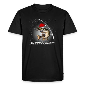 Joyeux poisson pêcheur Zander Noël Noël X-Mas - T-shirt Premium bio Homme - noir - Devant - Nico (187cm)