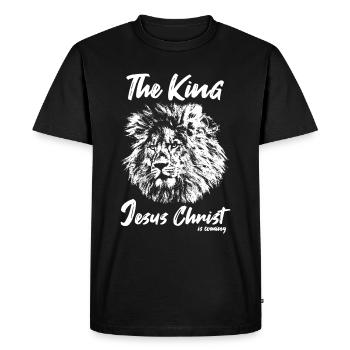 Messages de la Bible Jésus Lion Tribu Juda - T-shirt Premium bio Homme - noir - Devant - Nico (187cm)