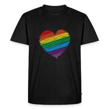 Chemise arc-en-ciel & chemise cadeau arc-en-coeur - T-shirt Premium bio Homme - noir - Devant - Nico (187cm)