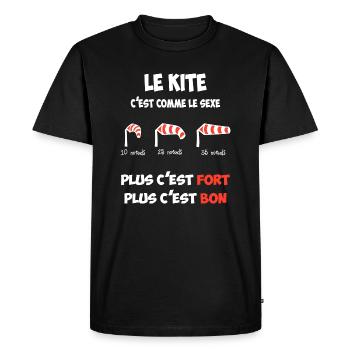 Le kite c'est comme le s***, plus c'est ... - T-shirt Premium bio Homme - noir - Devant - Nico (187cm)