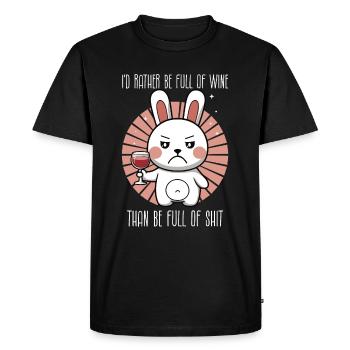 Sarcastique Mignon Lapin Amateur De Vin - T-shirt Premium bio Homme - noir - Devant - Nico (187cm)
