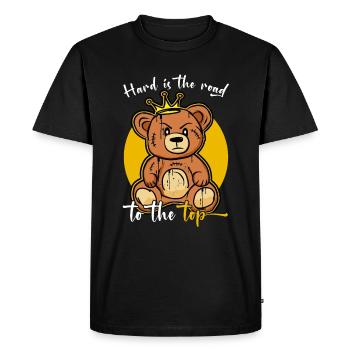 Cute Scarred Teddy Bear King - Men's Premium Organic T-Shirt - black - Front - Nico (187cm)