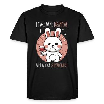 Je fais disparaître le vin lapin sarcastique - T-shirt Premium bio Homme - noir - Devant - Nico (187cm)