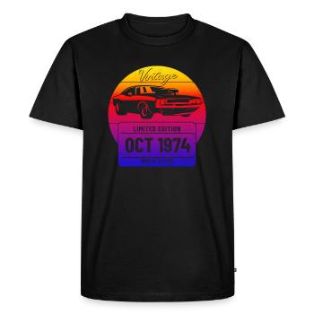 OCT 1974 - Men's Premium Organic T-Shirt - black - Front - Nico (187cm)