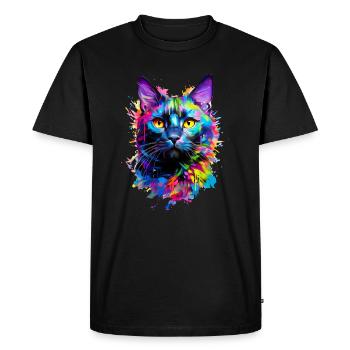 Chat domestique peint en noir - T-shirt Premium bio Homme - noir - Devant - Nico (187cm)