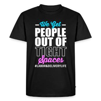 Sage-femme - T-shirt Premium bio Homme - noir - Devant - Nico (187cm)