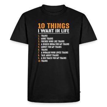 10 choses que je veux trains Train Driver Transporter - T-shirt Premium bio Homme - noir - Devant - Nico (187cm)