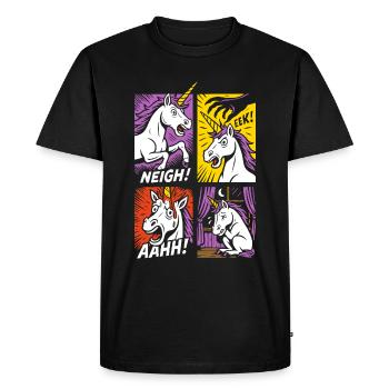 Horror Unicorn Comic - Men's Premium Organic T-Shirt - black - Front - Nico (187cm)