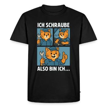 Schrauberkatze - Je vis, donc je suis - T-shirt Premium bio Homme - noir - Devant - Nico (187cm)