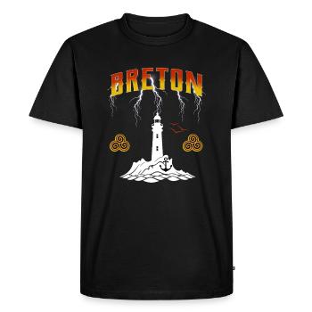BRETON - PHARE DE BRETAGNE - ECLAIRS - T-shirt Premium bio Homme - noir - Devant - Nico (187cm)