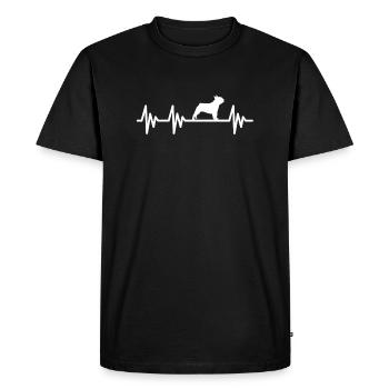 Chien d'amour de battement de coeur bouledogue français - T-shirt Premium bio Homme - noir - Devant - Nico (187cm)