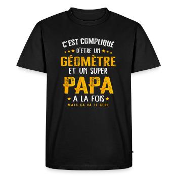 Papa géomètre cadeau drôle fête des pères - T-shirt Premium bio Homme - noir - Devant - Nico (187cm)