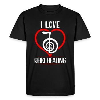 Dictons Reiki pour les Maîtres Reiki | Cadeaux Reiki - T-shirt Premium bio Homme - noir - Devant - Nico (187cm)