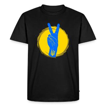 Ukraine yellow blue Support Victory - Men's Premium Organic T-Shirt - black - Front - Nico (187cm)