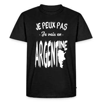 Je peux pas je vais en Argentine - T-shirt Premium bio Homme - noir - Devant - Nico (187cm)