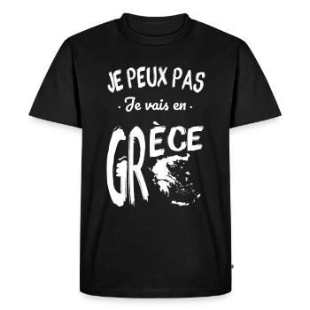 Je peux pas je vais en Grèce - T-shirt Premium bio Homme - noir - Devant - Nico (187cm)