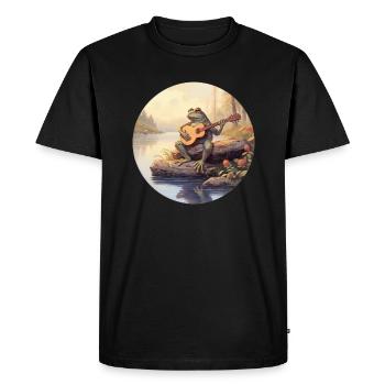 Frog playing banjo - Men's Premium Organic T-Shirt - black - Front - Nico (187cm)