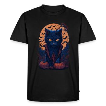 Chat vampire de dessin animé - Halloween Design - T-shirt Premium bio Homme - noir - Devant - Nico (187cm)